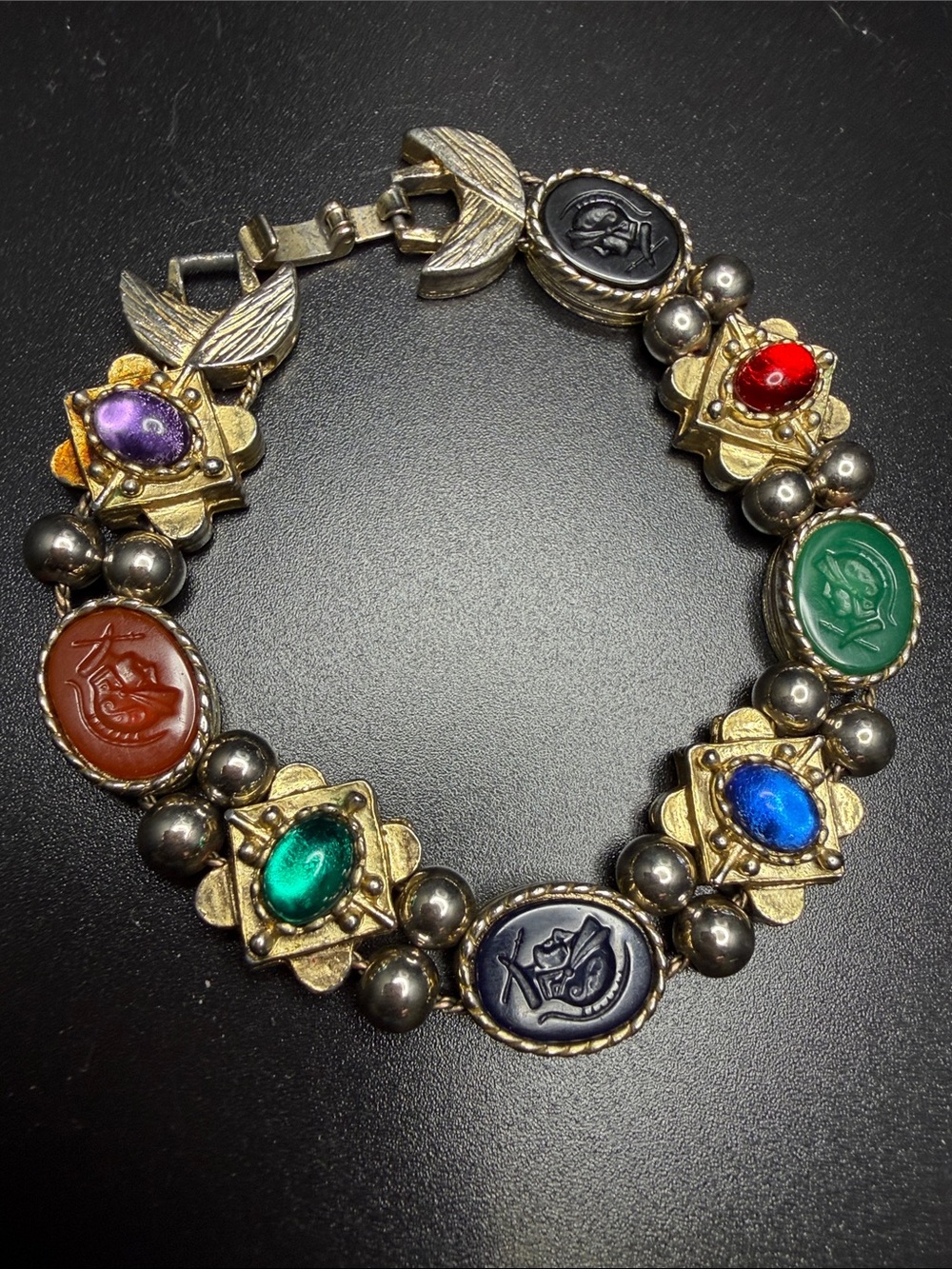 Vintage Victorian Revival Slide Bracelet - Gold-Toned.